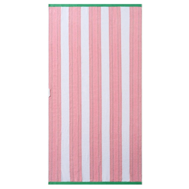 Better Homes & Gardens Cabana Stripe Oversized Beach Towel, 72" x 38", Pink | Walmart (US)