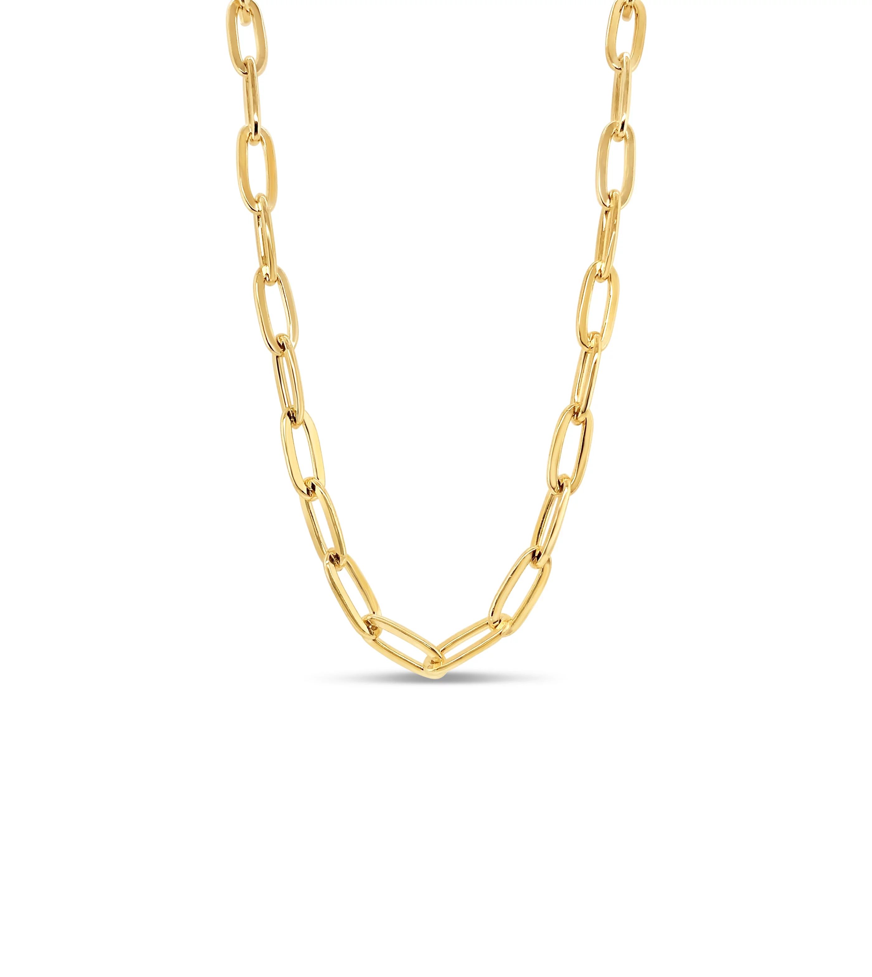 Olive & Chain 14k Yellow Gold Plated Paperclip Chain Necklace | Walmart (US)