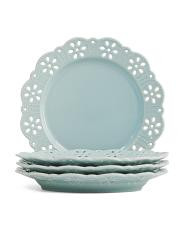 4pk Porcelain Pierced Floral Dessert Plates | TJ Maxx