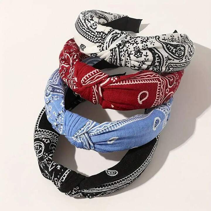 1 Stuk Vintage Boheemse Stijl Paisley-Patroon Hoofdband Voor Dames Met Elegante Stoffen Decoratie, Casual En Veelzijdig Accessoire, Haarband, Haarringen | SHEIN