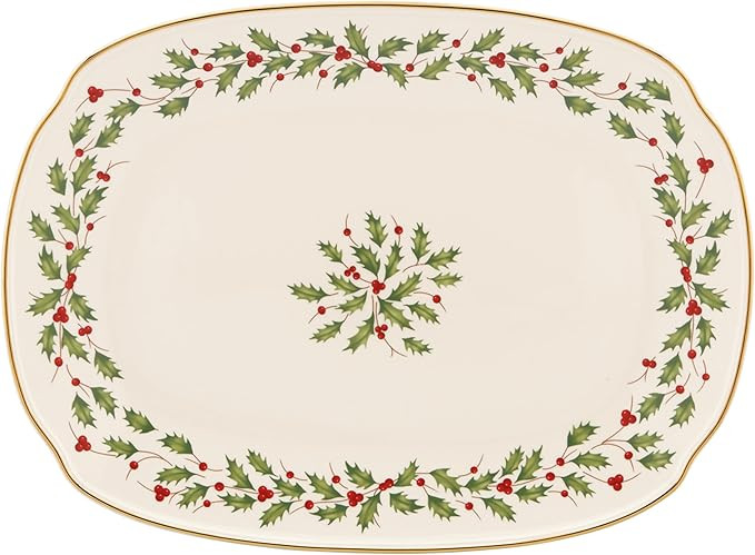 Lenox Serveware, Holiday Serving Platter, Oval Shape, 15.25-Inch, Ivory, Porcelain Material, Dish... | Amazon (US)