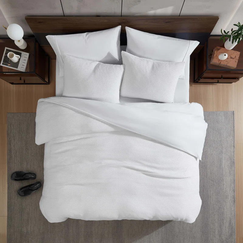 Kenneth Cole Solid Waffle Waffle Duvet Cover Set | Wayfair North America