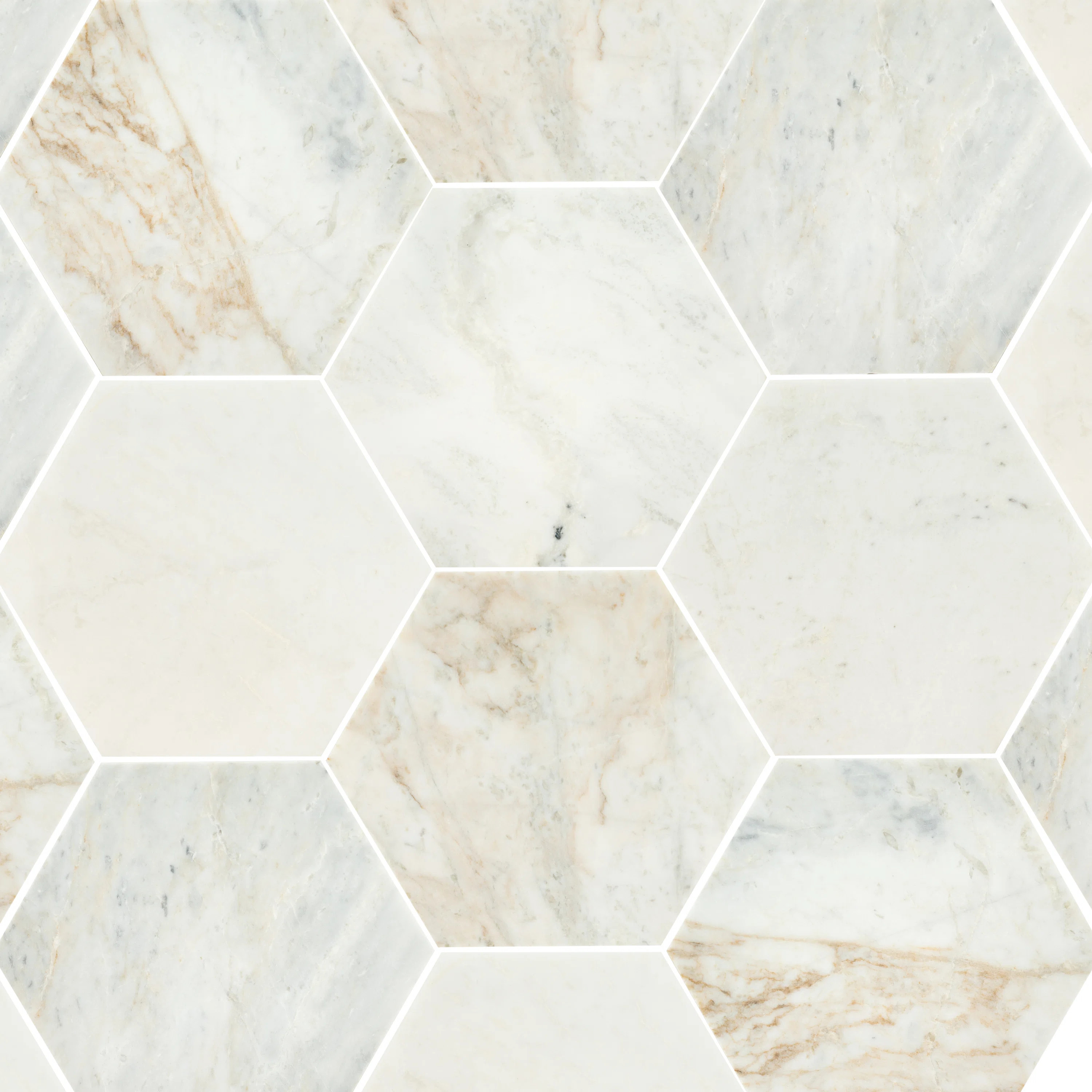 Castella de Blanc Hexagon 8 in. x 9 in. Honed Marble Floor and Wall Tile | Wayfair North America