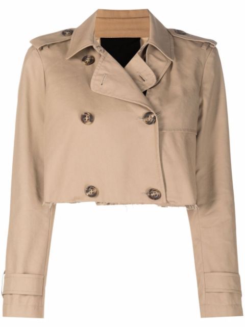 pleated back cropped trench coat | Farfetch (US)