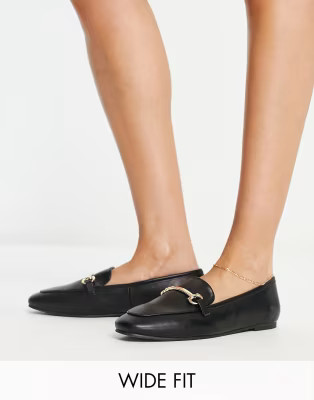 London Rebel - Mocassins pointure large avec détails mors - Noir | ASOS (Global)