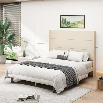 Bed With 54" Elevated Headboard In For A Restful Sleep High Back Modern Bedroom Decor | Wayfair North America
