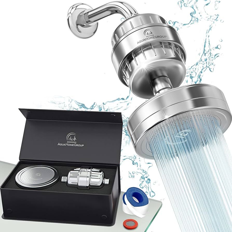 AquaHomeGroup Luxury Filtered Shower Head Set 20+3 Stage Shower Filter for Hard Water Removes Chl... | Amazon (US)