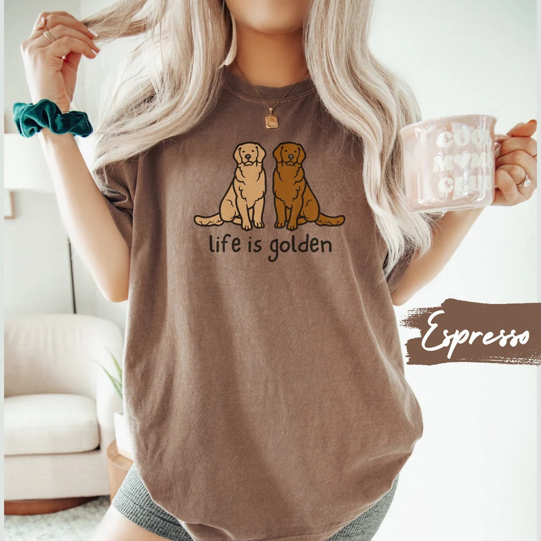 Comfort Colors Red Golden Retriever Shirt, Dog Mom Tee, Life is Golden Tshirt, Gift for Dog Lover... | Etsy (US)