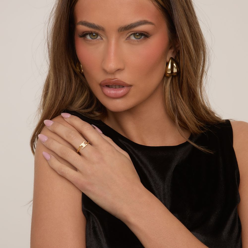 Logo Detail Delicate Ring In Gold | EGO (UK)