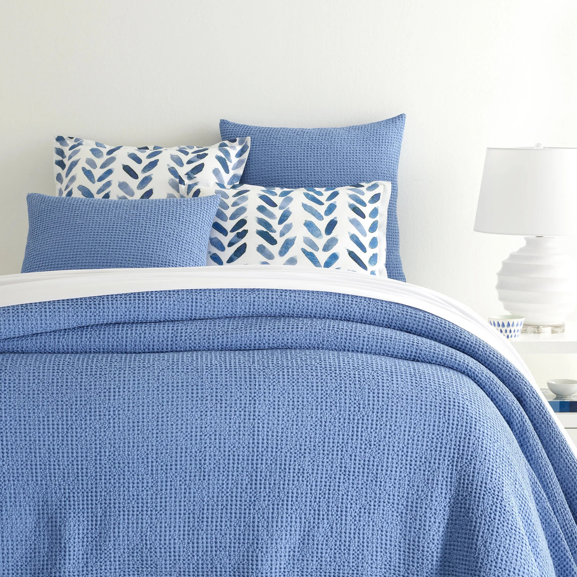 Bubble French Blue Matelasse Coverlet | Annie Selke