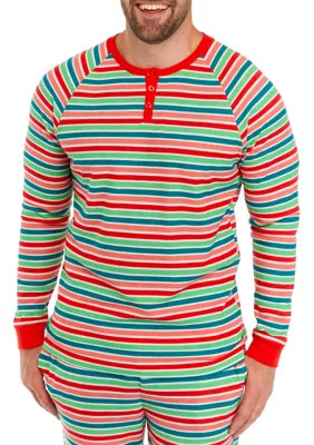 PAJAMARAMA Men's Merry Multi Stripe Pajama Top | Belk
