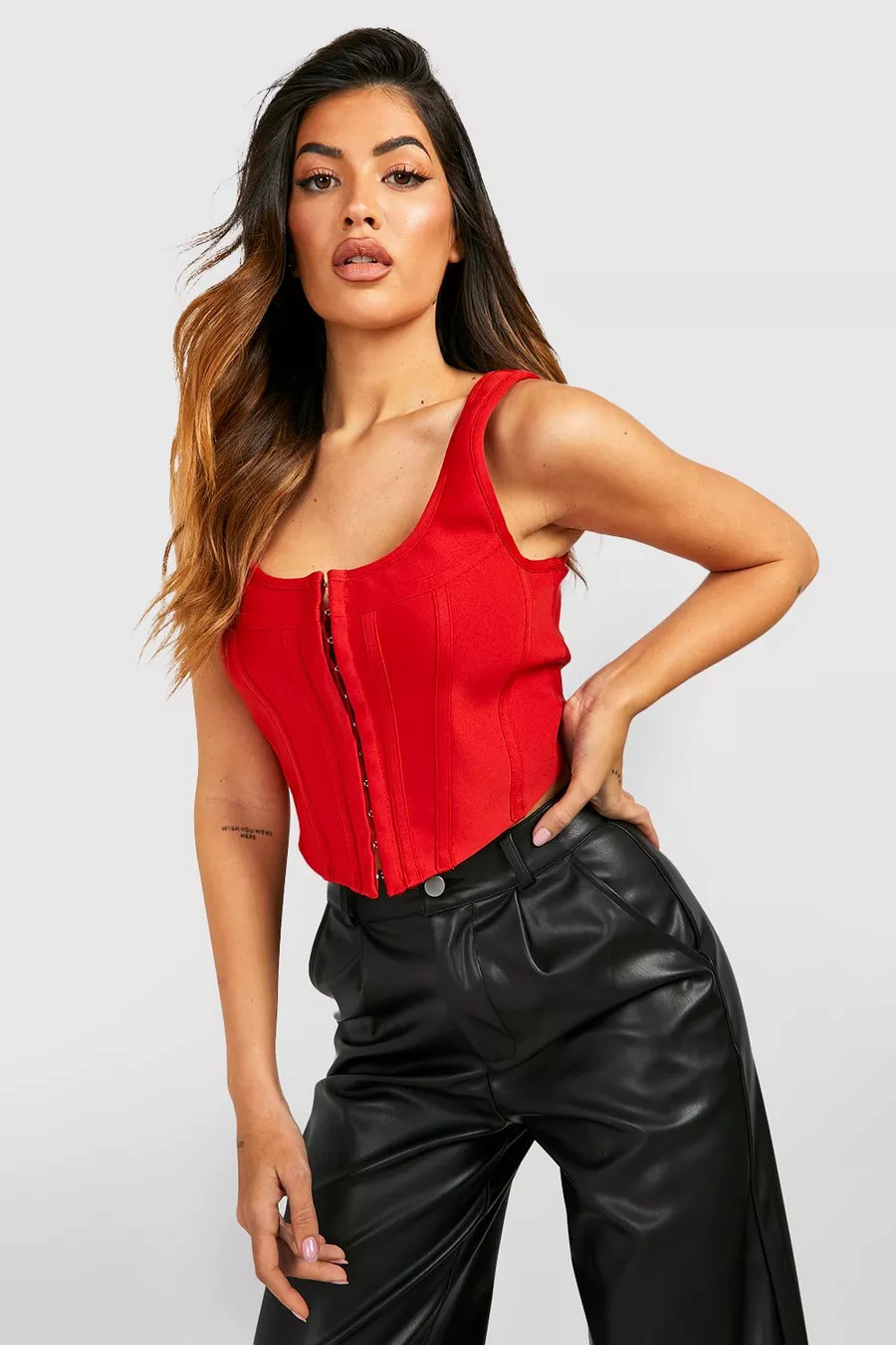 Bandage Hook And Eye Corset Top | Boohoo.com (US & CA)