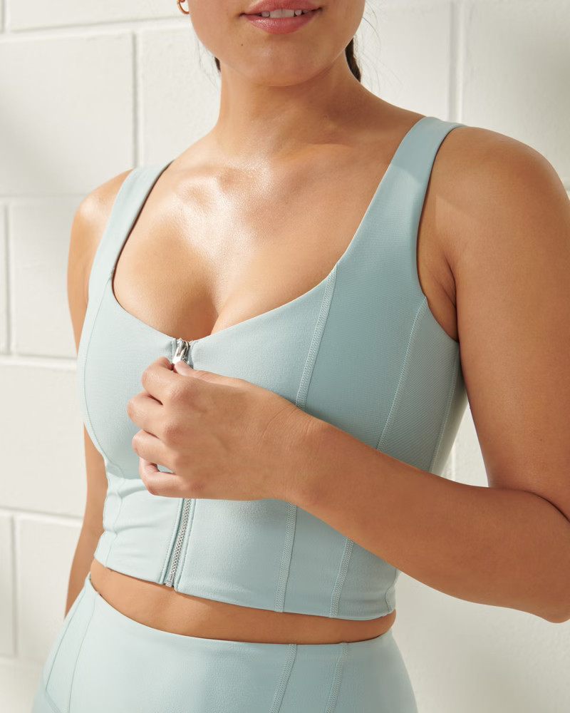 YPB Zip-Front Sweetheart Slim Tank | Abercrombie & Fitch (US)