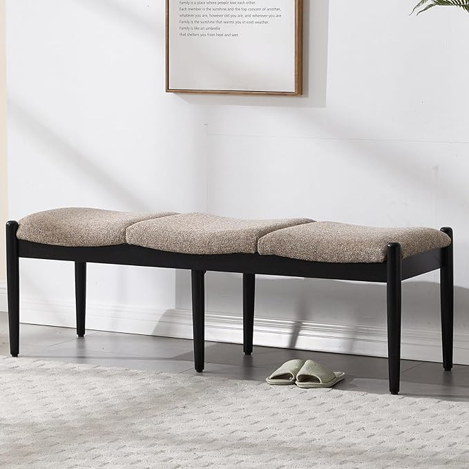 Modern Entryway Bench, Linen Upholstered Bedroom Bench End of Bed Bench, Window Bench with Padded... | Amazon (US)
