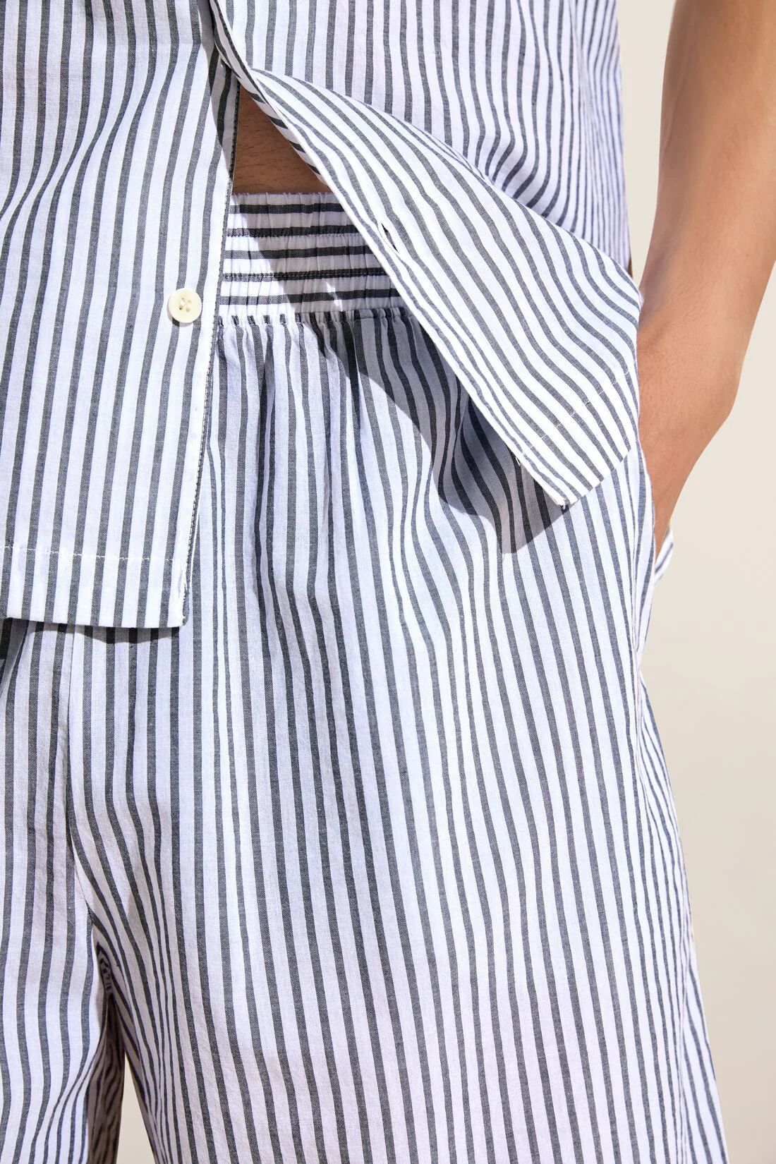 Men's Organic Sandwashed Cotton Short PJ Set - Nautico Stripe Graphite | Eberjey