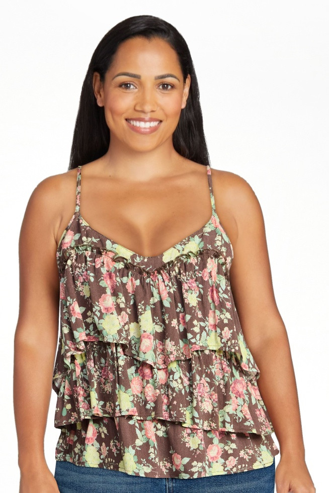 Madden NYC Women's Sleeveless Tiered Tank Top, Sizes XXS-XXL | Walmart (US)