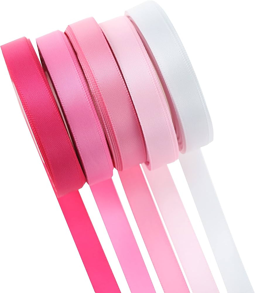 Mayreel Pink Satin Ribbon 3/8" Pink Ribbon for Gift Wrapping Mother's Day Crafts Wedding Bridal S... | Amazon (US)