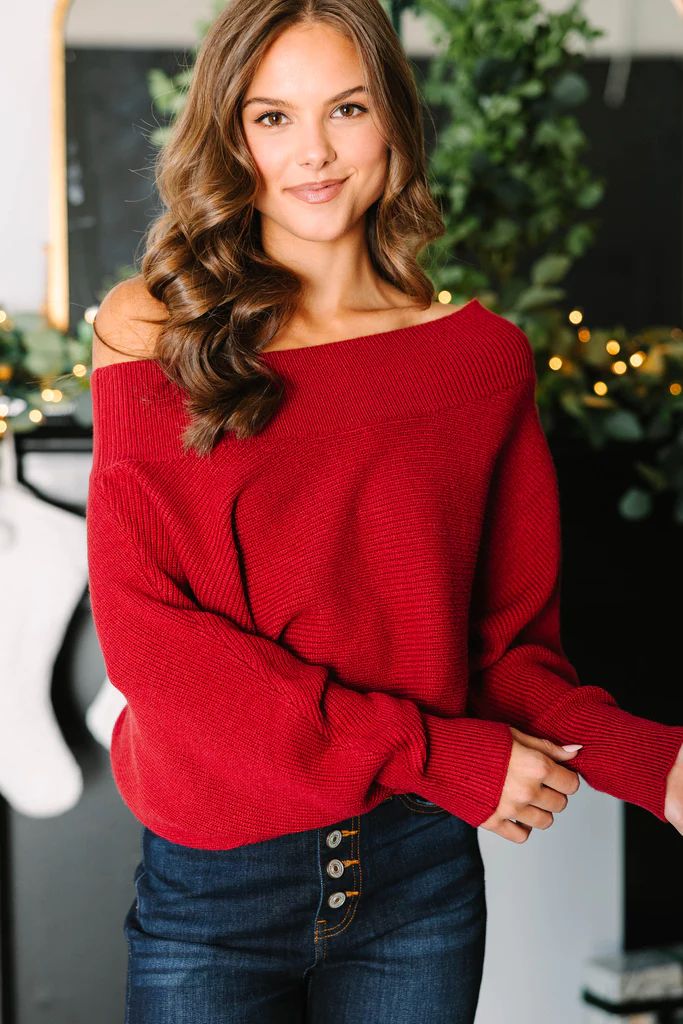 All On You Red Off Shoulder Sweater | The Mint Julep Boutique