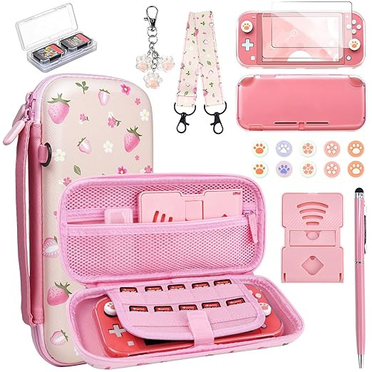 FIWWAT Switch Lite Case Carrying Case- 19 in 1 for Nintendo Switch Accessories Bundle with Switch... | Amazon (US)