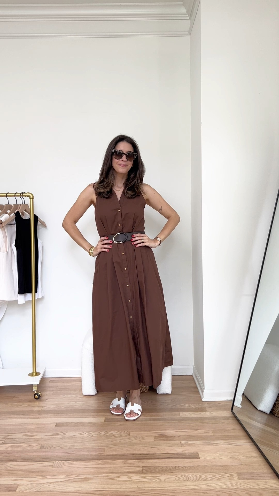 This Zara belted midi dress in the richest brown tone is giving effortless chic! 🤎 It has pockets (yes, pockets!) and a functional front button closure that makes it super easy to wear. I’m wearing a size Medium — such a great elevated neutral for summer or fall transition. #ZaraStyle #MidiDressSeason #ChicAndEffortless #LTKSummerStyle #MomStyleMadeEasy #BrownIsTheNewBlack

#LTKSummerEdit #LTKStyleTip #LTKSeasonal