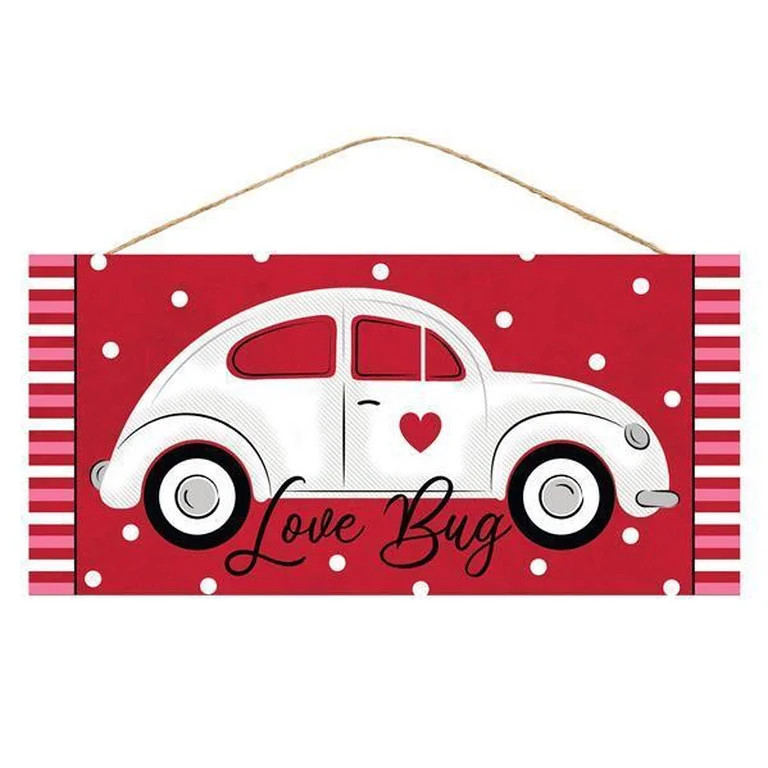 Craig Bachman, 12" Wooden Sign: Valentine Red Love Bug Car Wood Wall or Door Hanger AP875424 - Wa... | Walmart (US)