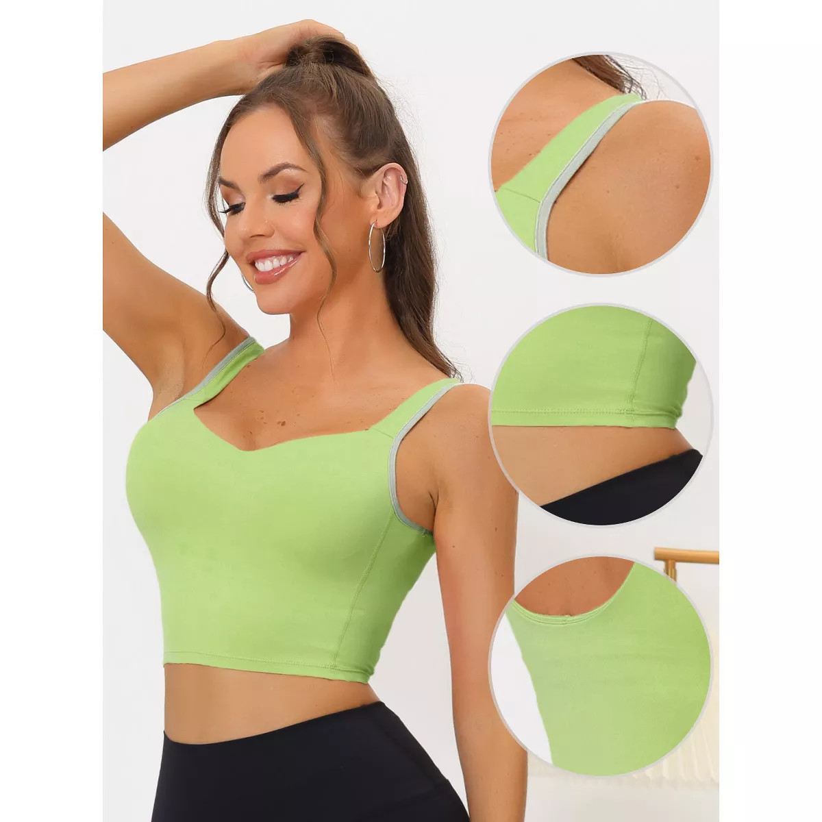 Allegra K Women's Wireless Padded Medium Support Workout Yoga Tank Sports Bra | Target