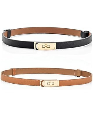 FENLDY Adjustable Thin Belts For Womens Skinny Belts For Dresses Womens Solid Color Alloy Turn Lo... | Amazon (US)