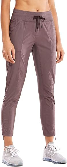 CRZ YOGA Women's Studio Joggers Striped Travel Lounge Pants Drawstring Leg 7/8 Workout Casual Tra... | Amazon (US)