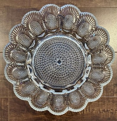 Vintage Indiana Clear Glass Hobnail Deviled Egg Plate Dish Platter 11.25”MCM | eBay US