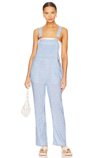Basic Linen Overall in Denim Light Wash | Revolve Clothing (Global)