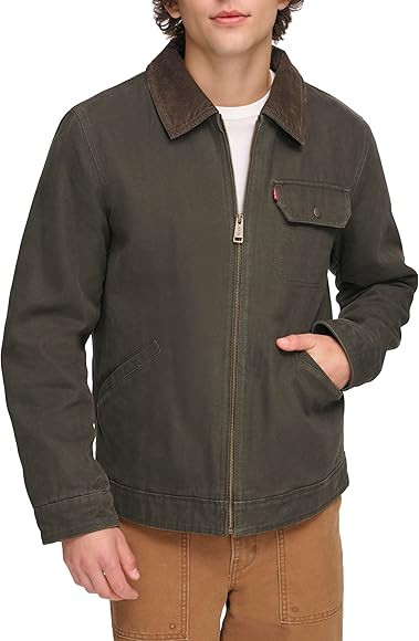 Levi's Mens Workwear Cotton Canvas Corduroy Collar Depot Jacket | Amazon (US)