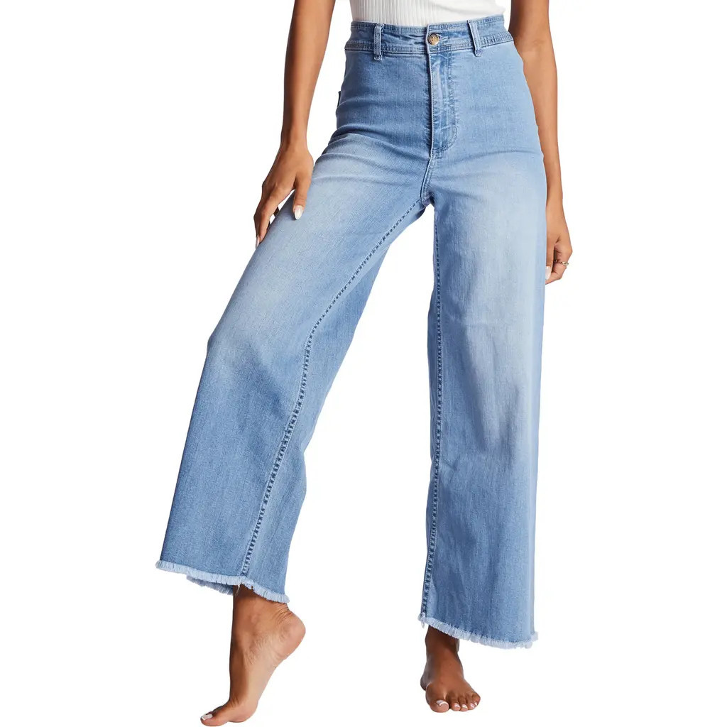 Billabong Free Fall Fray Hem Stretch Wide Leg Jeans in Surf Spray at Nordstrom, Size 27 | Nordstrom