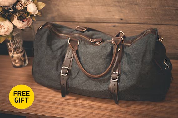 Canvas Leather Weekender, Duffel Bag, Holdall Duffle Bag, Weekend Bag, Men Women Travelling Lugga... | Etsy (US)