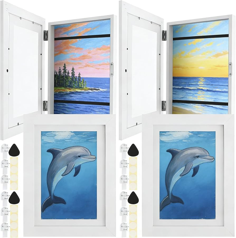 4Pcs Kids Art Frame Changeable 8.5x11 Letter Size Display with Mat Kids Artwork Frame Front Openi... | Amazon (US)