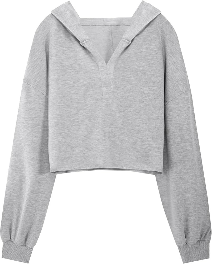 Remidoo Women's Casual Long Sleeve Crop Top Hoodies Sweatshirt with Drawsting | Amazon (US)
