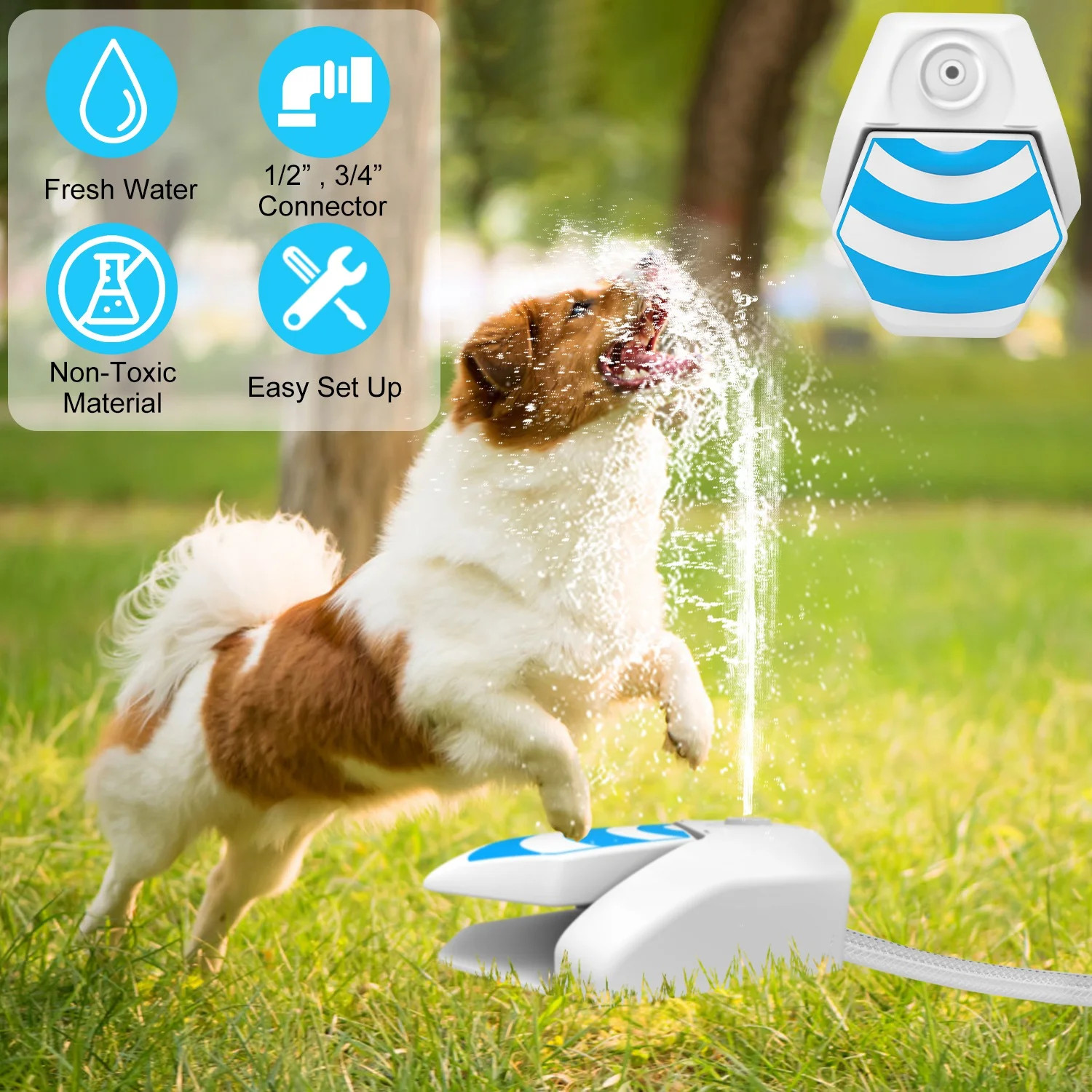 iMounTEK Outdoor Dog Water Fountain Step-on Fountain Dog Toy for Drinking 2 Spray Modes 66in Wate... | Walmart (US)