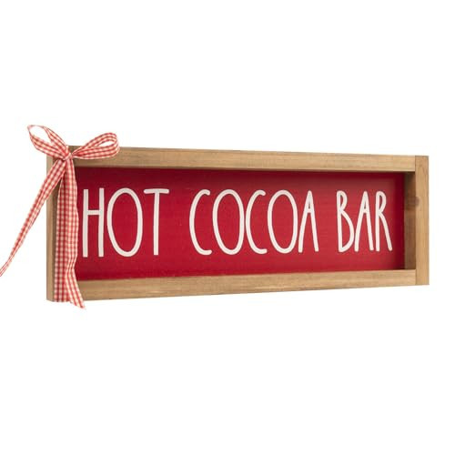 flangairy Hot Cocoa Bar Sign, Wooden Christmas Coffee Bar Decor, Xmas Holiday Decorative Signage Indoor Table Wall Shelf Mantel Hot Chocolate Station Kitchen Rustic Farmhouse Decorations for Home | Amazon (US)