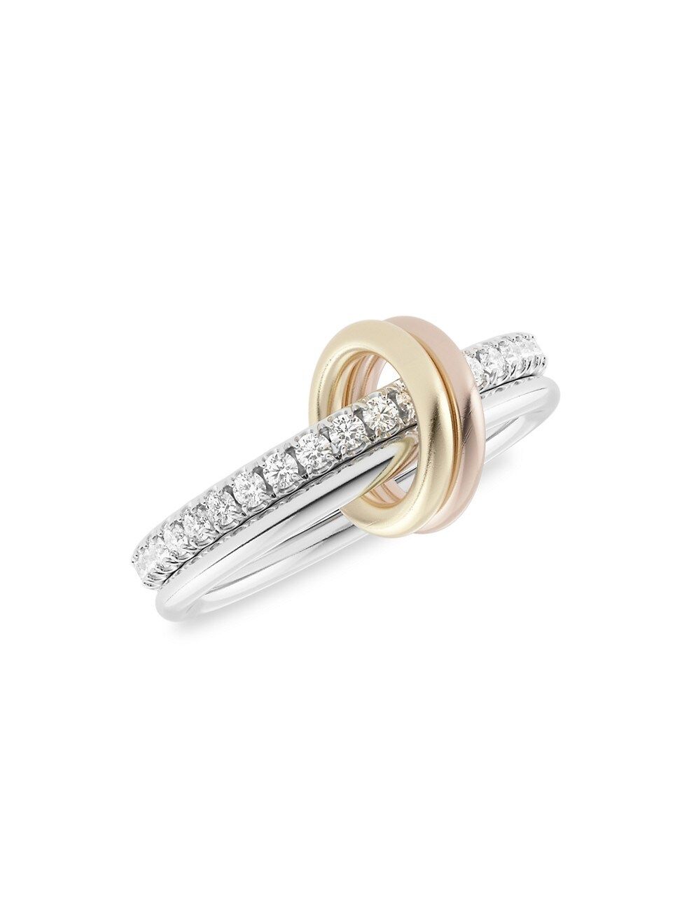 Spinelli Kilcollin Marigold Sterling Silver, Two-Tone 18K Gold &amp; Grey Diamond 2-Link Ring | Saks Fifth Avenue