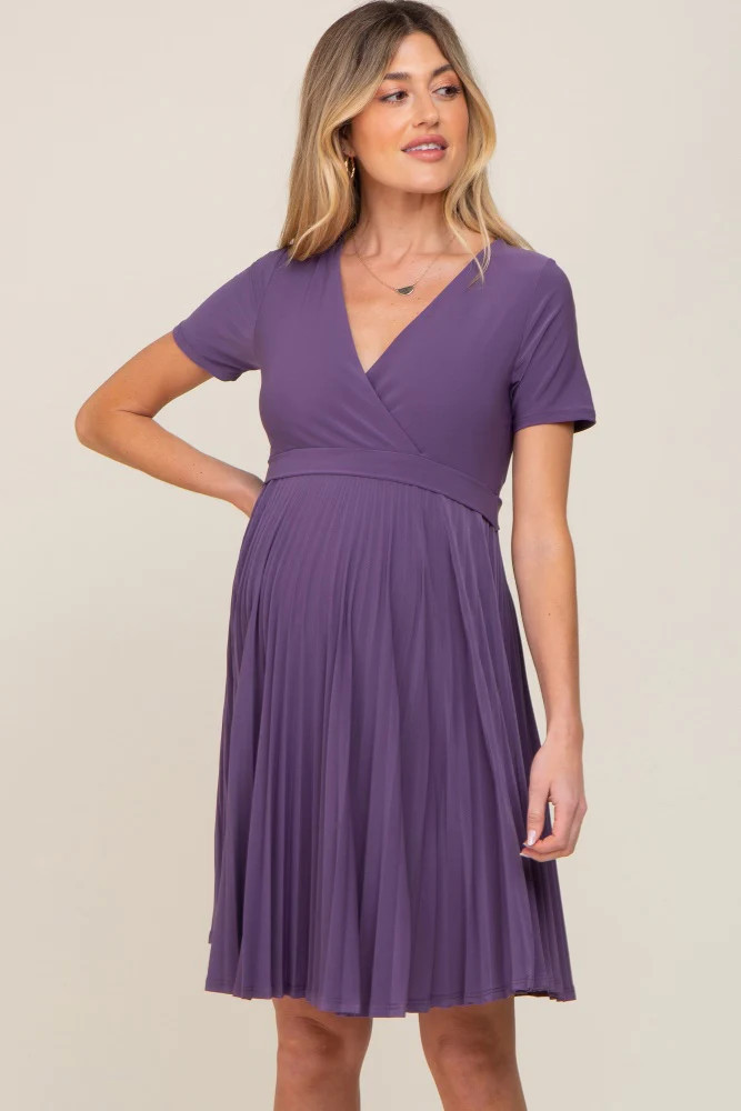 Plum Pleated Maternity/Nursing Dress | PinkBlush Maternity