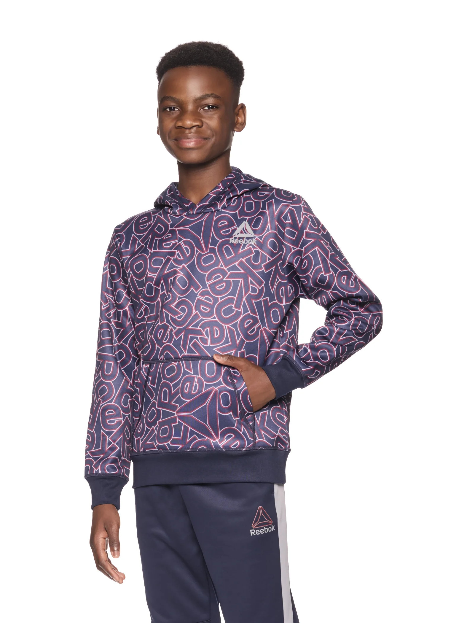 Reebok Boy's Pullover All Over Logo Active Hoodie, Sizes 4-18 | Walmart (US)