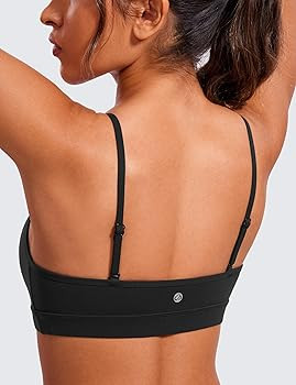 CRZ YOGA Butterluxe V-Neck Sports Bras for Women - Adjustable Thin Straps Padded Yoga Top Basic W... | Amazon (US)