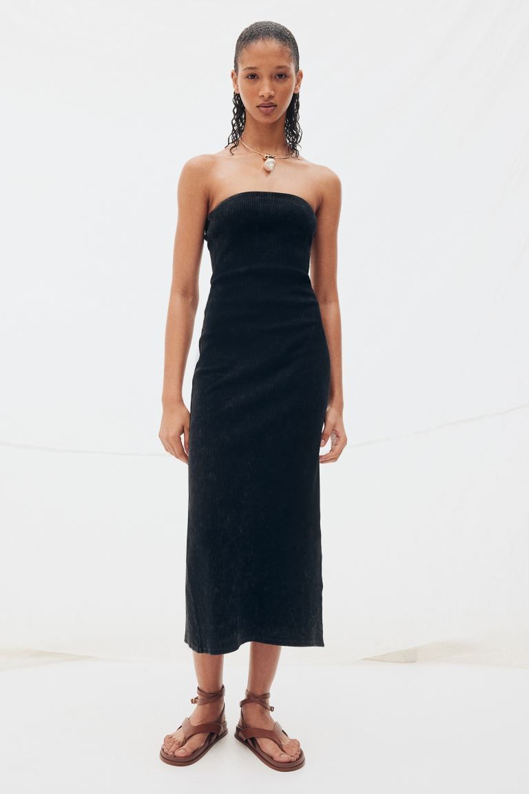 Ribbed Bandeau Dress - Black - Ladies | H&M US | H&M (US + CA)