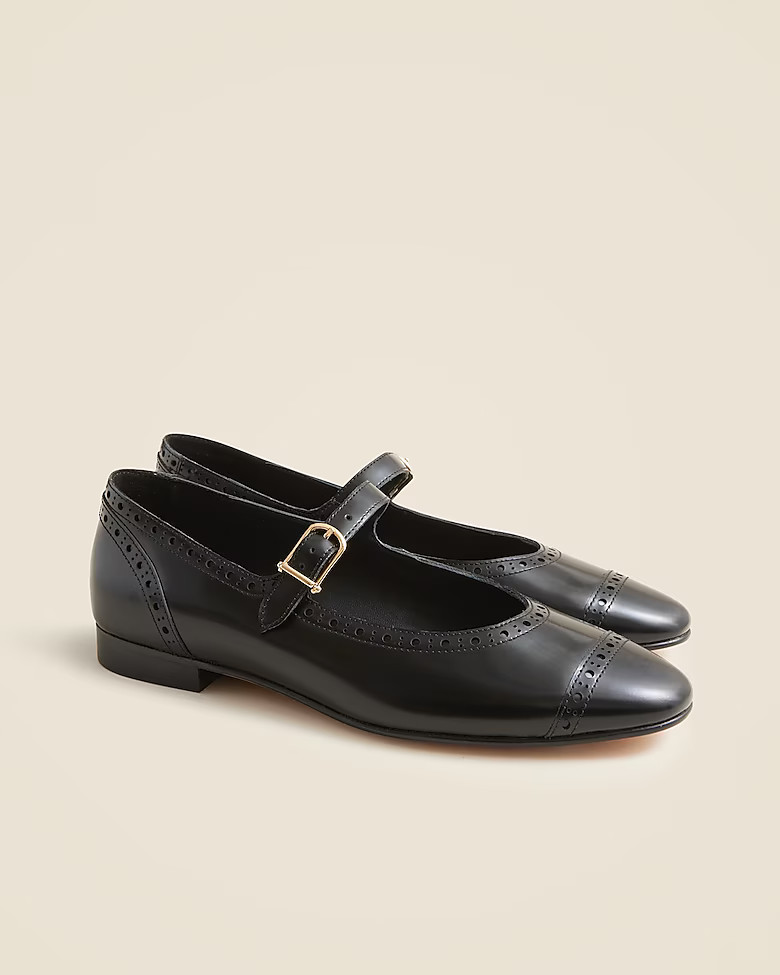 Wing tip Mary Jane ballet flats in spazzolato leather | J. Crew US