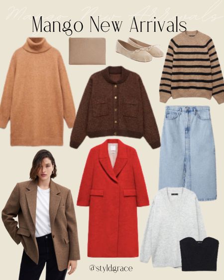 Mango new arrivals 🤍

Fall outfits, fall sweaters, denim skirt, red jacket, fall minimal outfit, sweater dress, fall flats, fall blazer 