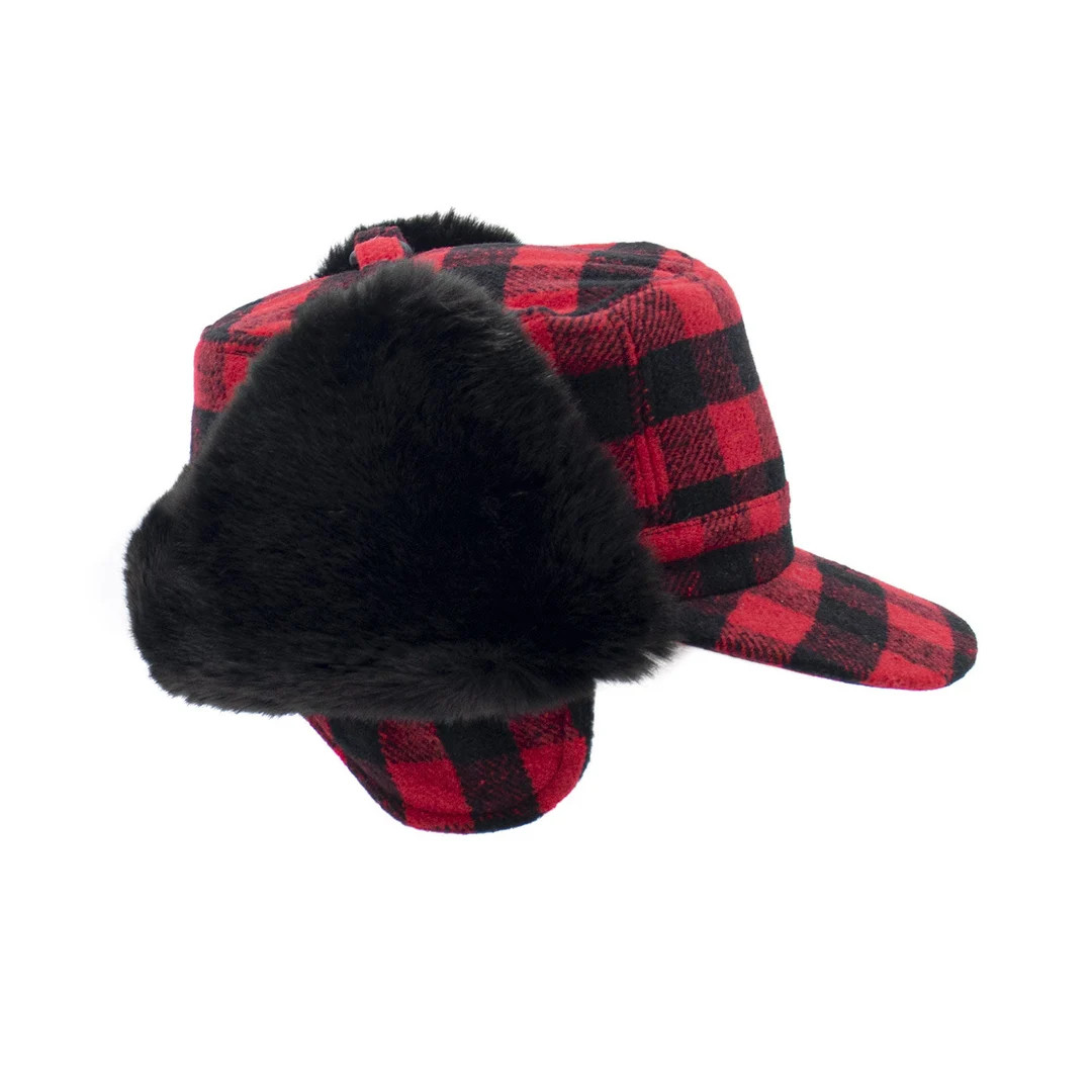 Red Buffalo Plaid Trapper Faux Fur Aviator Hat - Warm Bomber Trooper Hat - Perfect Winter Gift Fo... | Etsy (US)