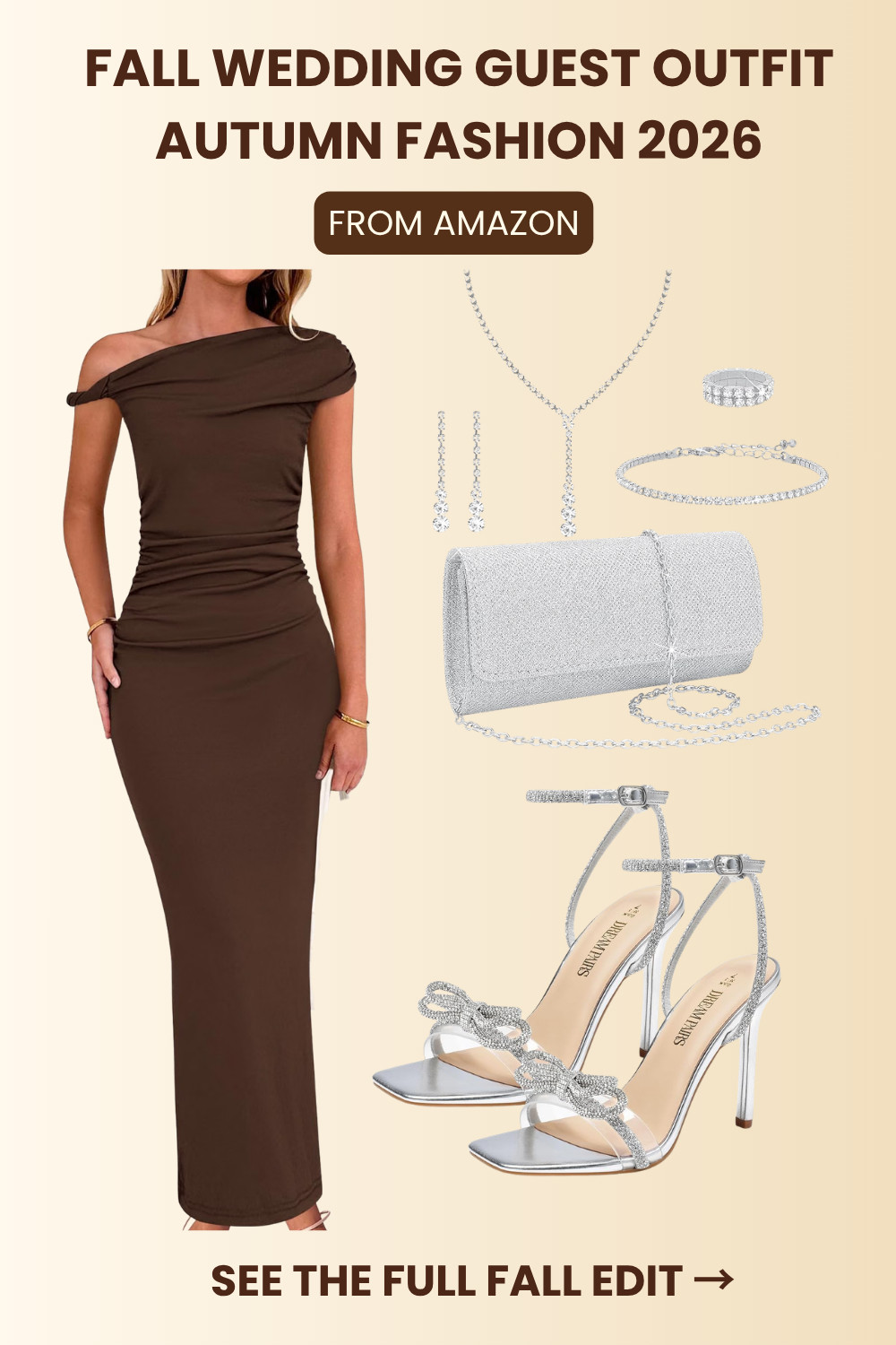 Glamorous Fall Wedding Guest Outfit ✨🤎
For the wedding guest who wants a little more sparkle ✨🤎

This chocolate brown + silver combination is such a pretty way to dress for an elegant fall or autumn wedding. Add a statement necklace, crystal clutch, and rhinestone heels for a glamorous evening look.

Perfect for formal weddings, cocktail weddings, October weddings, and November weddings.

Shop the full fall wedding guest outfit from Amazon through my LTK ✨

fall wedding guest outfit, autumn wedding guest dress, chocolate brown dress, brown maxi dress, formal wedding guest dress, elegant wedding guest outfit, evening wedding outfit, silver accessories, rhinestone heels, Amazon fashion 

 #LTKWedding