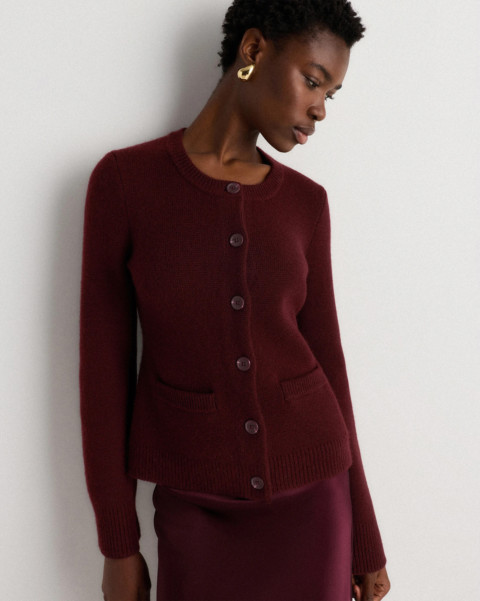 Quince | Women's Mongolian Cashmere Structured Cardigan Sweater in Brown, Size XL | Quince
