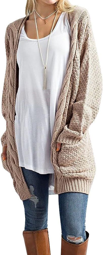 Imily Bela Women's Boho Long Sleeve Open Front Chunky Warm Cardigans Pointelle Pullover Sweater B... | Amazon (US)