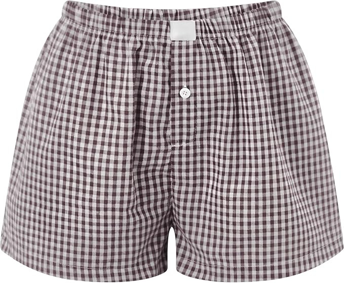 Womens Y2k Plaid Shorts Women Cute Lounge Pajama Sleep Comfy & Casual Gingham PJ Boxer Shorts | Amazon (US)