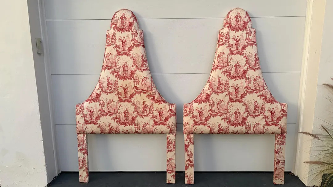 Pair Custom Twin Upholstered High Peak Regency Chinoiserie Headboards - Etsy | Etsy (US)